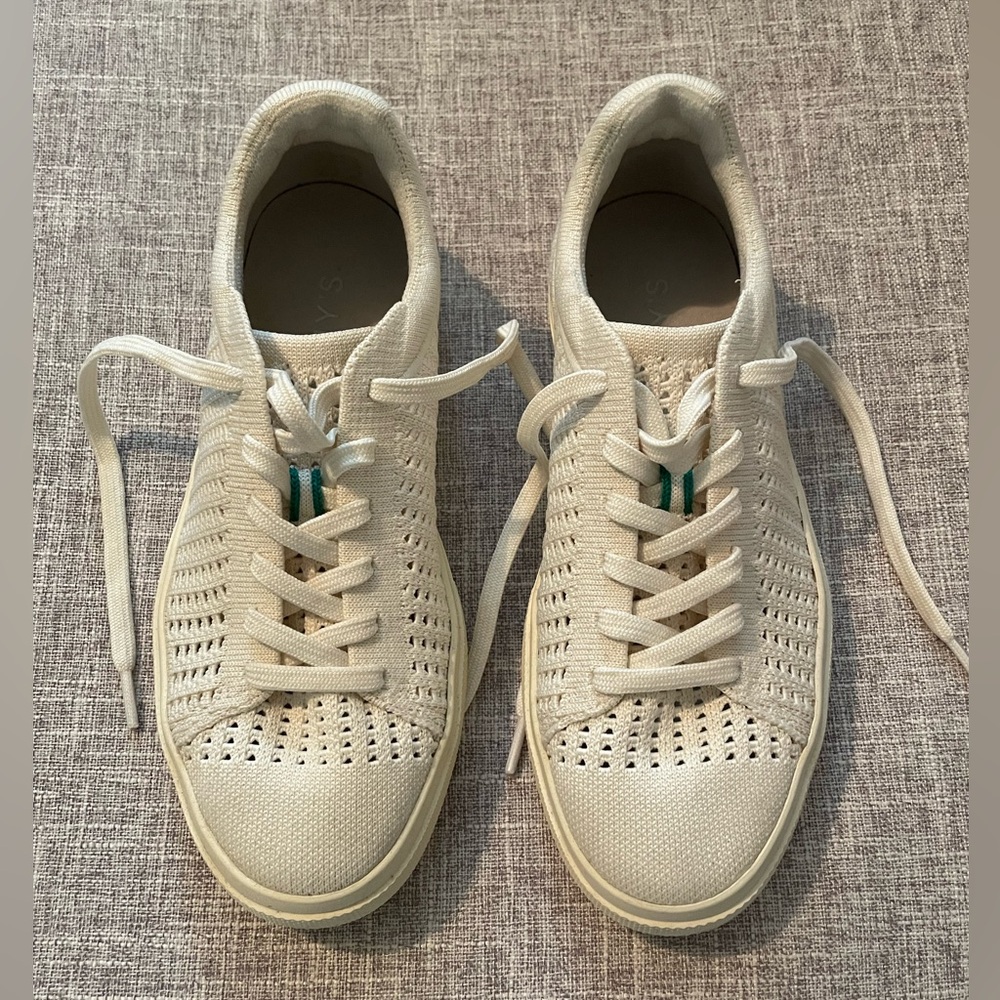 Rothy’s RS02 Sneaker - Courtside White with green accents - Picture 2 of 7